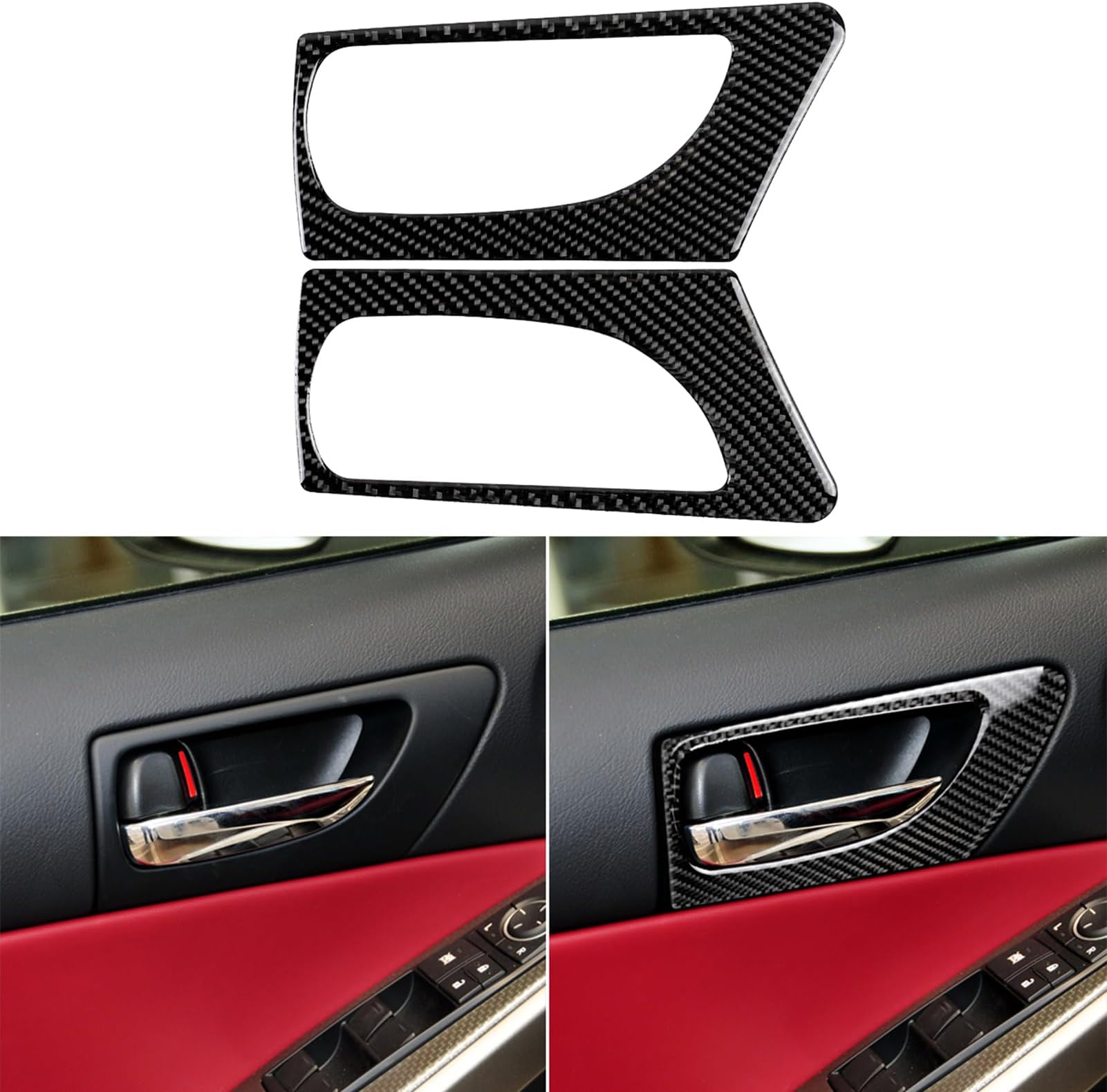 NVCNX Car Front Door Handle Panel Cover Decal Compatible with Lexus ​IS250 2014 2015 / IS200t 2016 2017 / IS300 2016-2020 / IS350 2014-2020 Carbon Fiber Interior Trim Accessories Black - A