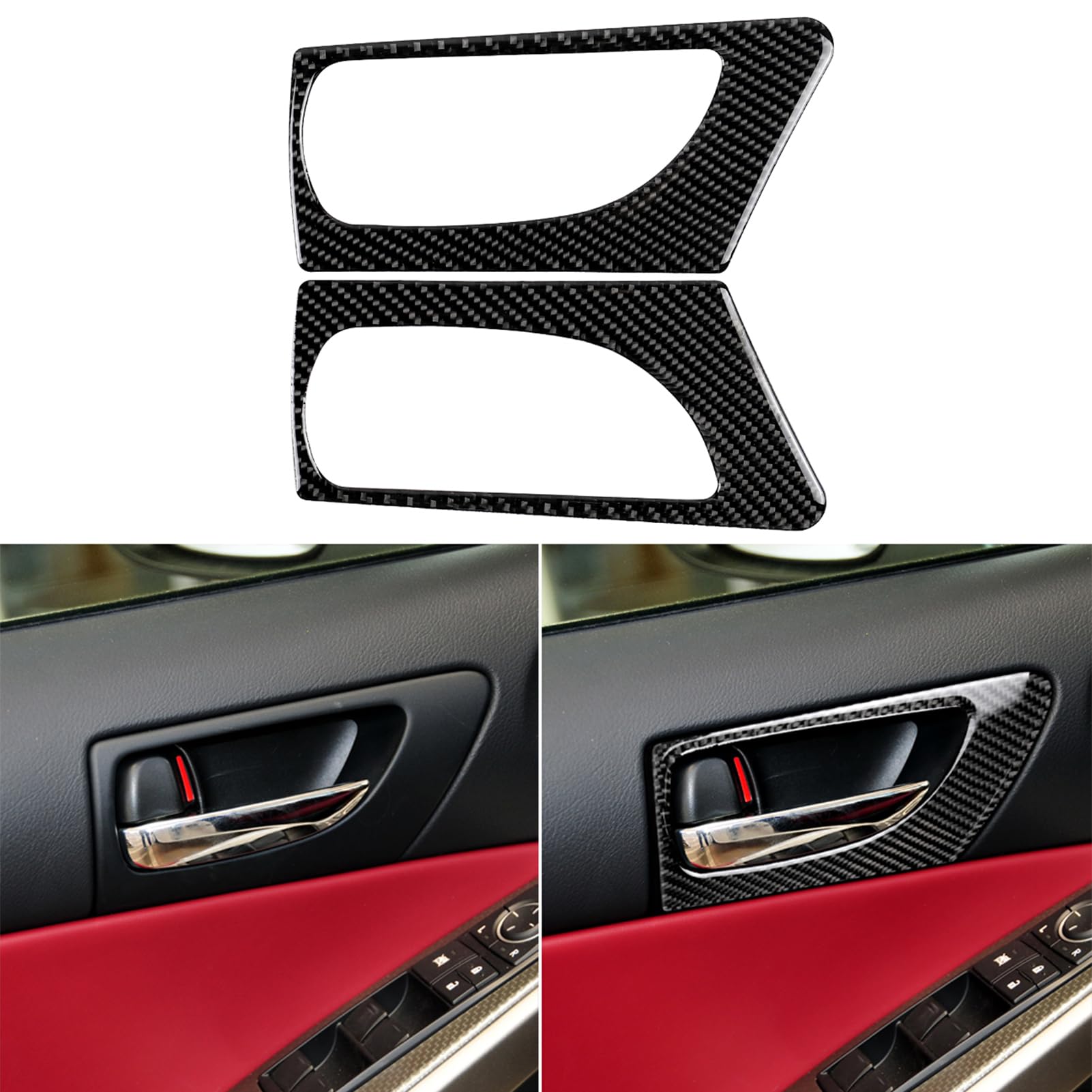 NVCNX Car Front Door Handle Panel Cover Decal Compatible with Lexus ​IS250 2014 2015 / IS200t 2016 2017 / IS300 2016-2020 / IS350 2014-2020 Carbon Fiber Interior Trim Accessories Black - A