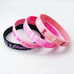 Pink Ribbon Silicone Bracelets Breast Cancer Awareness