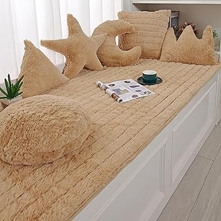 GNYVZXPLQ Bay Window Floor Mat Runner Rug, Cojín for Asiento de Ventana salediza, Largo, de Felpa de poliéster, con Respaldo Antideslizante, Multicolor, 70-80 cm x 120-210 cm(Brown,35.5" x 82.7")