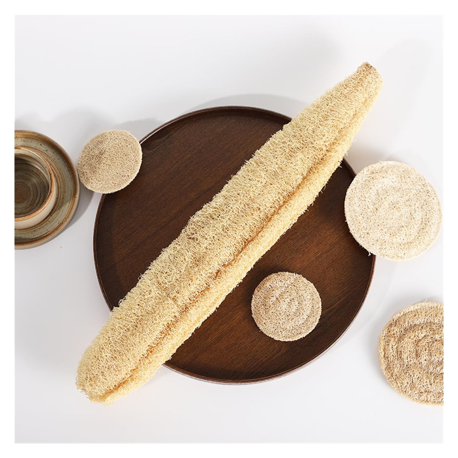 Esponja de loofa, 5 esponjas de lufa beige 20-28 cm for lavado corporal y cocina