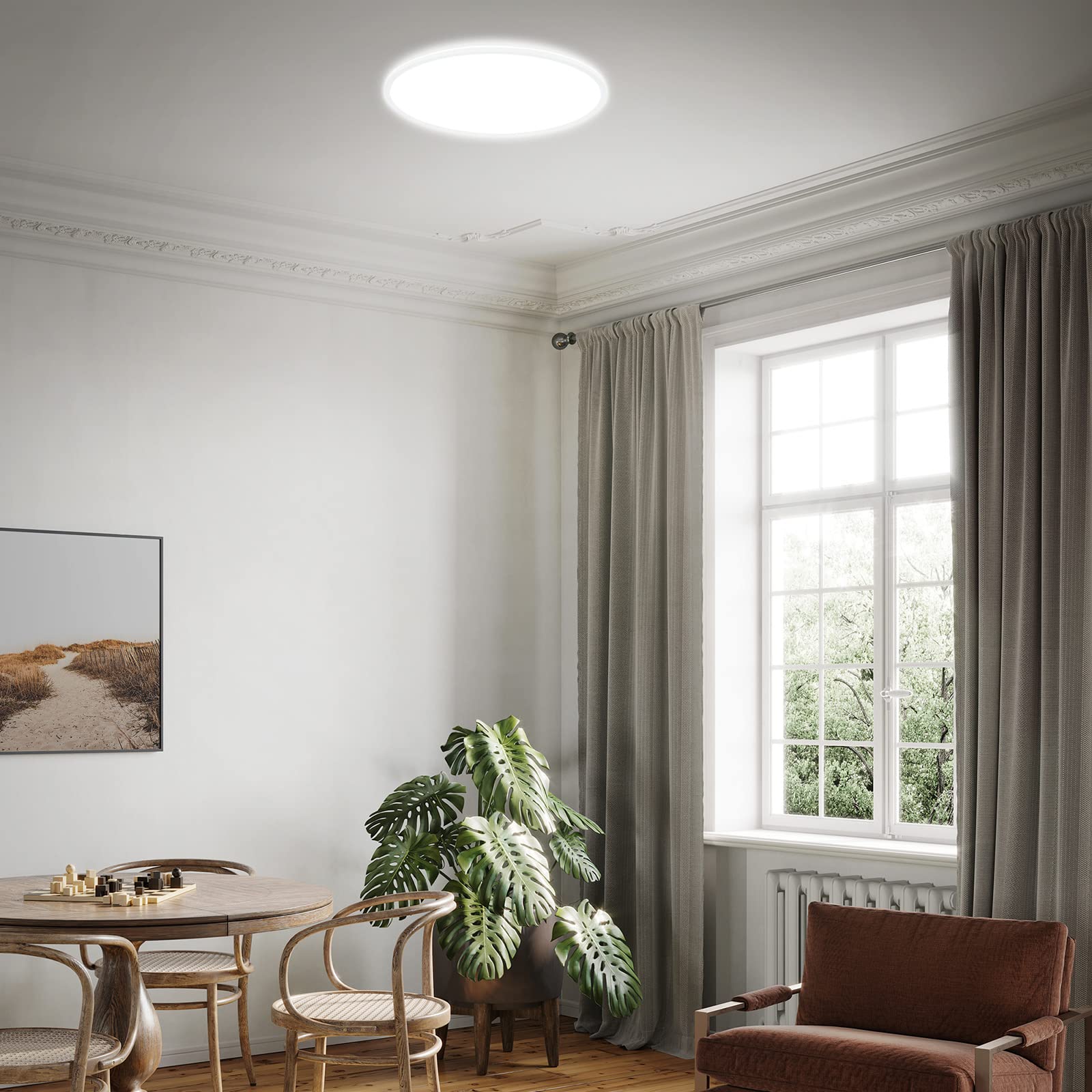 BRILONER - Plafoniera LED CCT, plafoniera LED retroilluminata, ultrapiatta, dimmerabile, telecomandata, bianco caldo, bianco neutro, bianco freddo, 480x30mm