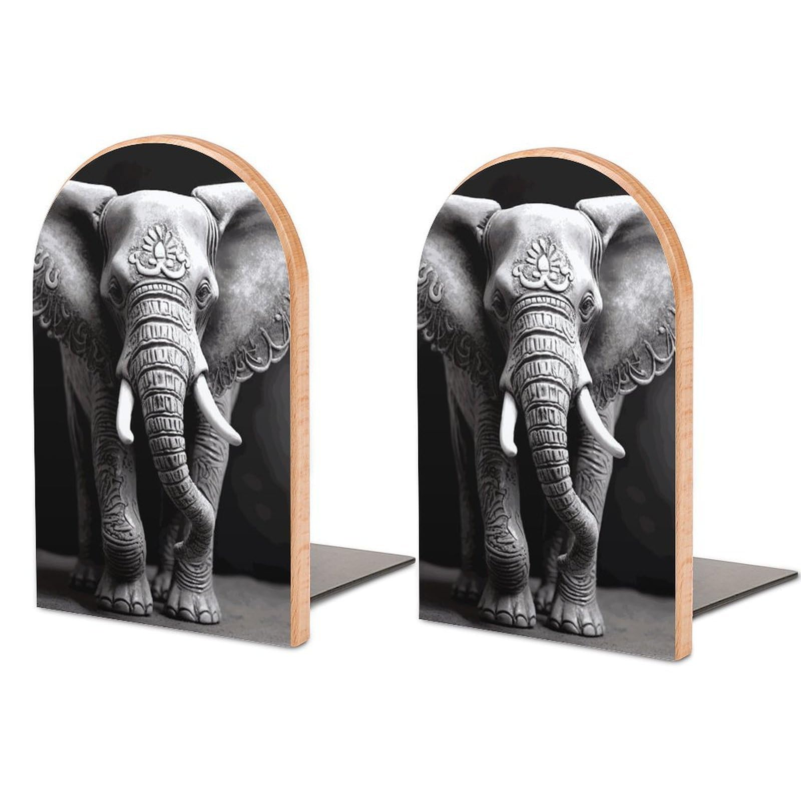 Gray Elephant Bookend Modern Bookends for Shelves Non-Skid Book Holder Heavy Duty Metal Book Storage for Books CDs Decorative Book Stopper for Home
