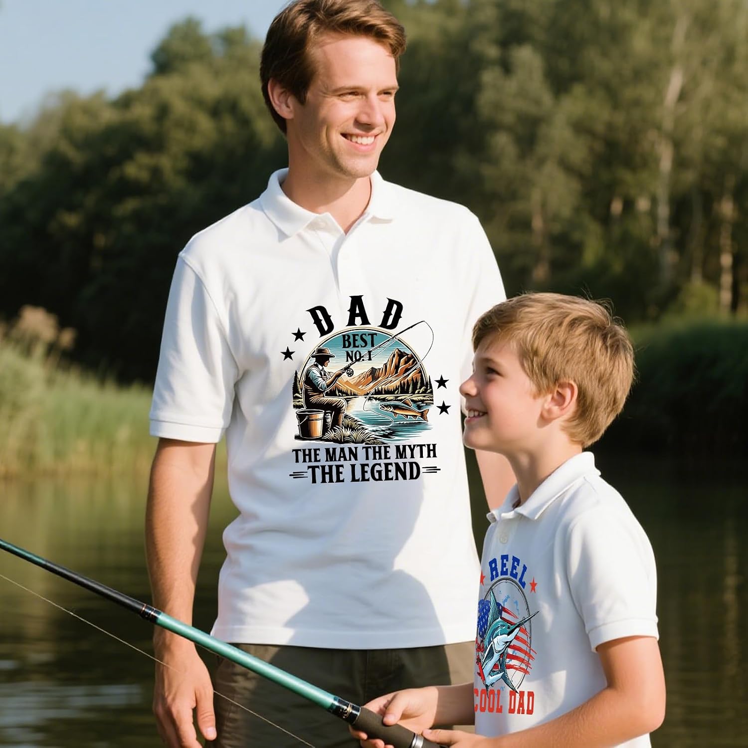 Dtf Transfers Ready to Press - 20Pcs Gone Fishing Dad Iron on Transfer for Tshirts, Father's Day Iron on Decals Patches, Fish Lovers Heat Transfer for DIY Clothes Bags Hats, Father's Day Gifts