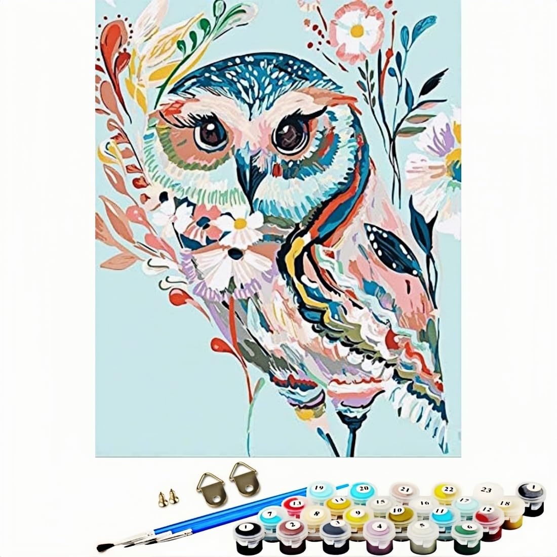 Wowdecor Malen Nach Zahlen Kit – Blaue Eule 40,6x50,8 Cm, Inkl. Rahmen & Acrylfarben