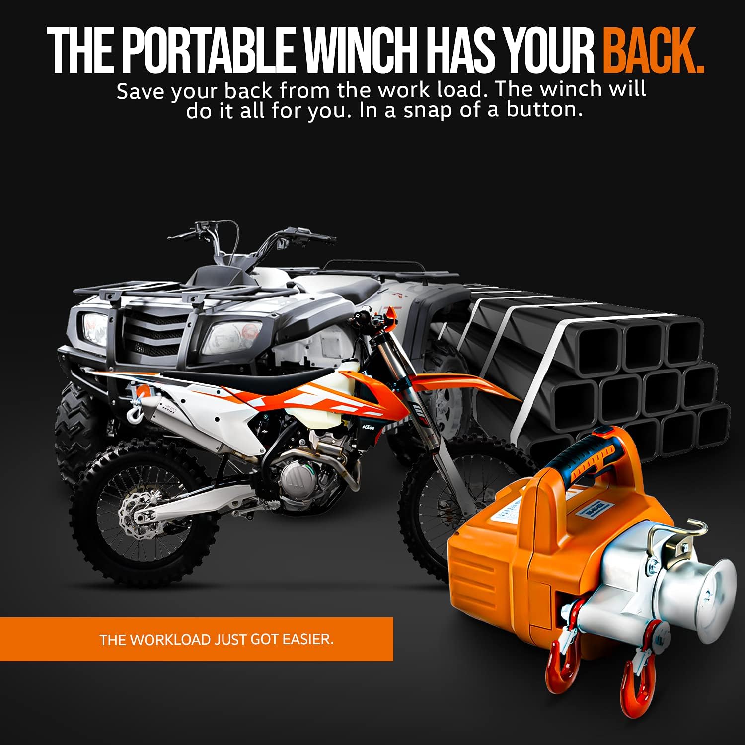 SuperHandy Electric Portable Winch Capstan Hoist Brushless Motor Li-Ion Battery Powered 1000-2000 Max Pulling Force for Forestry Hunting Garden Off-Road (Low Stretch Rope Included) : Industrial & Scientific