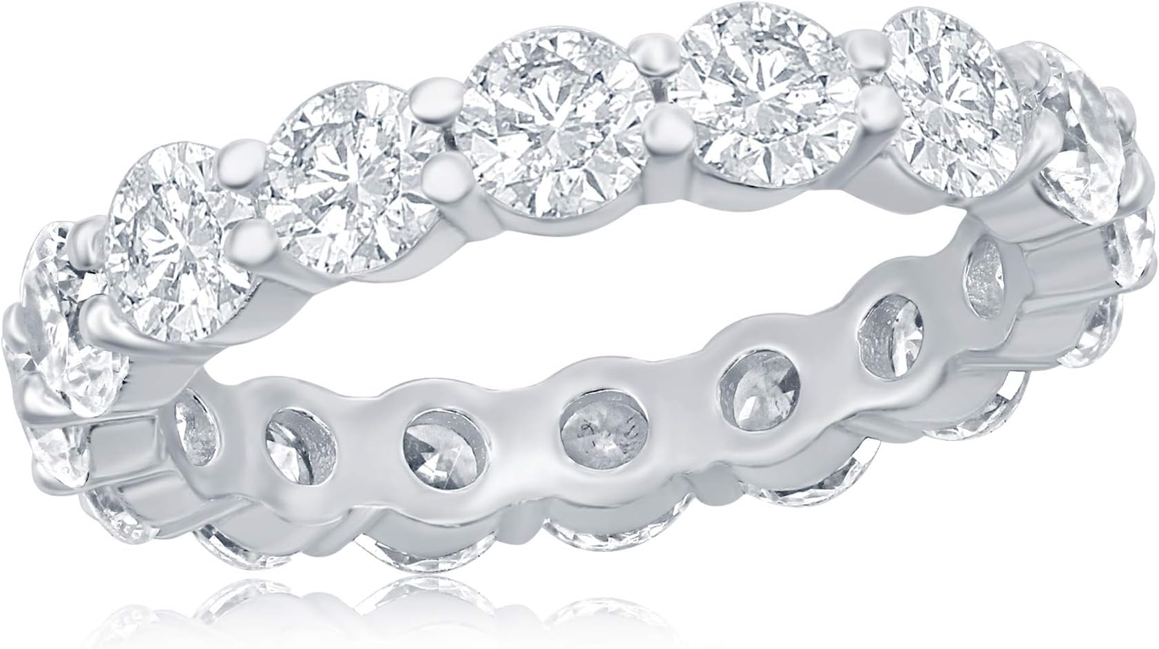 NYC Sterling 4mm Sterling Silver 925 Cubic Zirconia Cz Eternity Engagement Wedding Band Ring