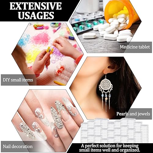 Miniatura 4 de Soaoo 300 recipientes pequeños de almacenamiento de cuentas de plástico para organizar con tapa con bisagras, caja de suministro transparente para