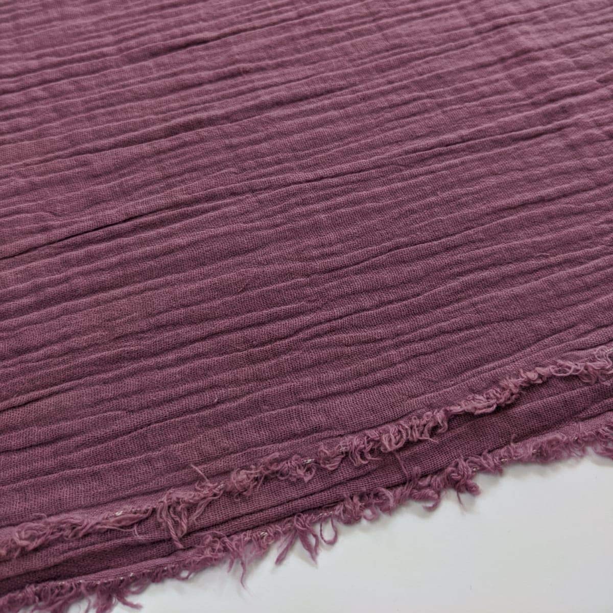 Double Gauze 100% Cotton Plain Fabric Dress Making Lightweight Muslin Baby Swaddle Blankets Scarves Summer Clothing | 53" - 135 cm Wide | per Metre (Purple)