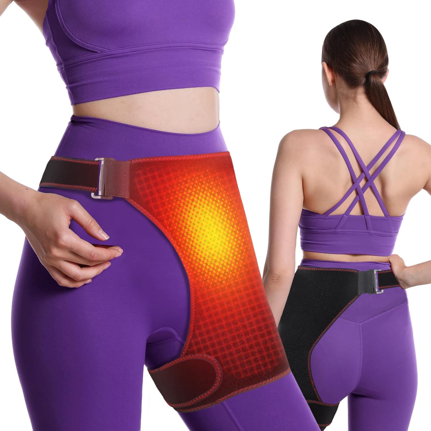 Almohadilla térmica de soporte de cadera, almohadilla térmica eléctrica para artritis/muslo/cadera, soporte de cadera eléctrico masculino y femenino, utilizado para dolor del nervio ciático