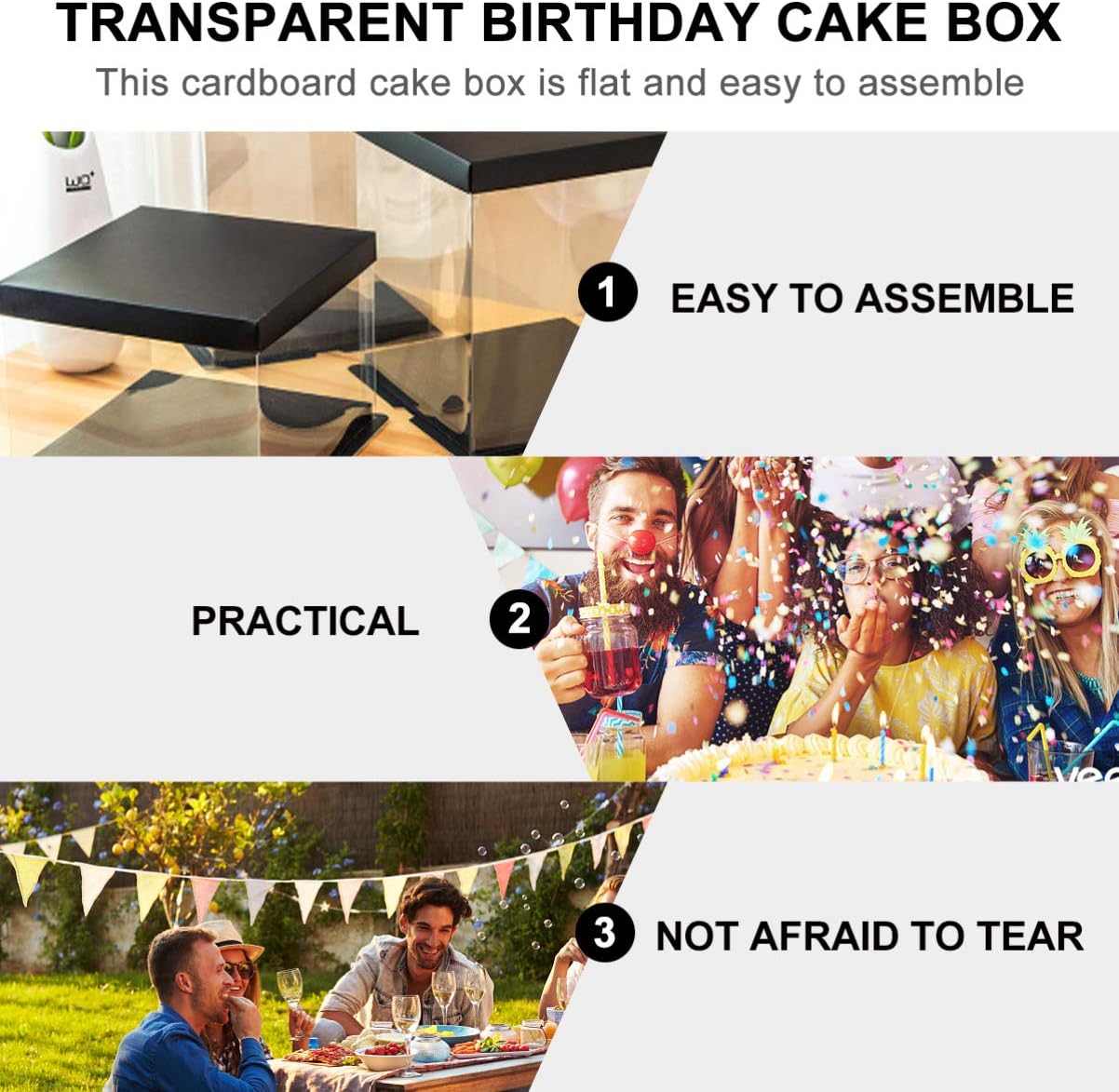 Lightweight 2 Tier Cake Box Birthday Cake Decor Paper Packing to Carry Color