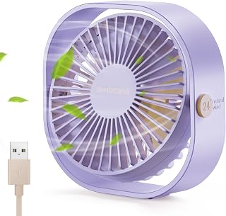 SmartDevil Small Personal USB Desk Fan, 3 Speeds Portable Desktop Table Cooling Fan Powered by USB, Strong Wind, Quiet Operation, for Home Office Car Outdoor Travel (Purple)