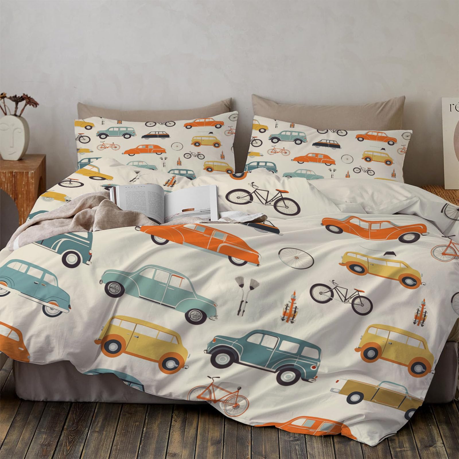 Parure de lit pour enfants en microfibre douce beige résolvant le problème des couettes qui glissent