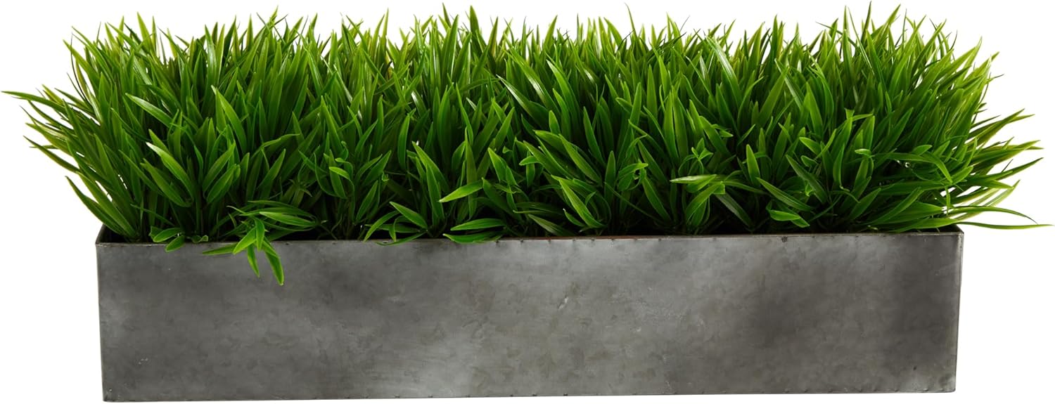 Nearly Natural 25in. Wild Grass Artificial Plant in Metal Planter