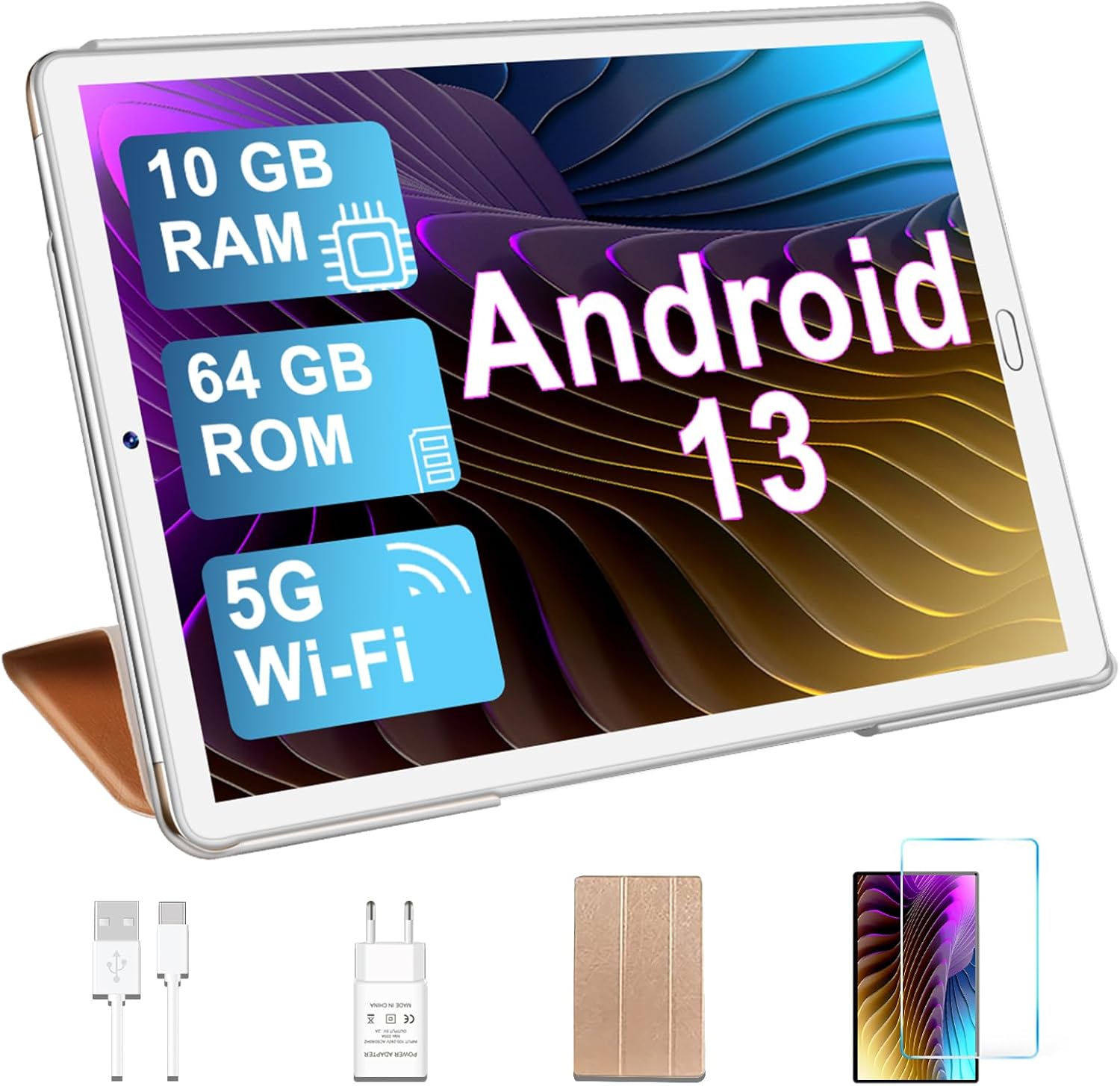 YESTEL Tablet 10 Pollici Android 13 OS, 10 GB RAM 64 GB ROM(1 TB Espandibile) HD Tablet con 5G Wi-Fi, GPS, Bluetooth 5.0, 6000 mAh, Oro YESTEL Tablet 10 Pollici Android 13 OS, 10 GB RAM 64 GB ROM(1 TB Espandibile) HD Tablet con 5G Wi-Fi, GPS, Bluetooth 5.0, 6000 mAh, Oro