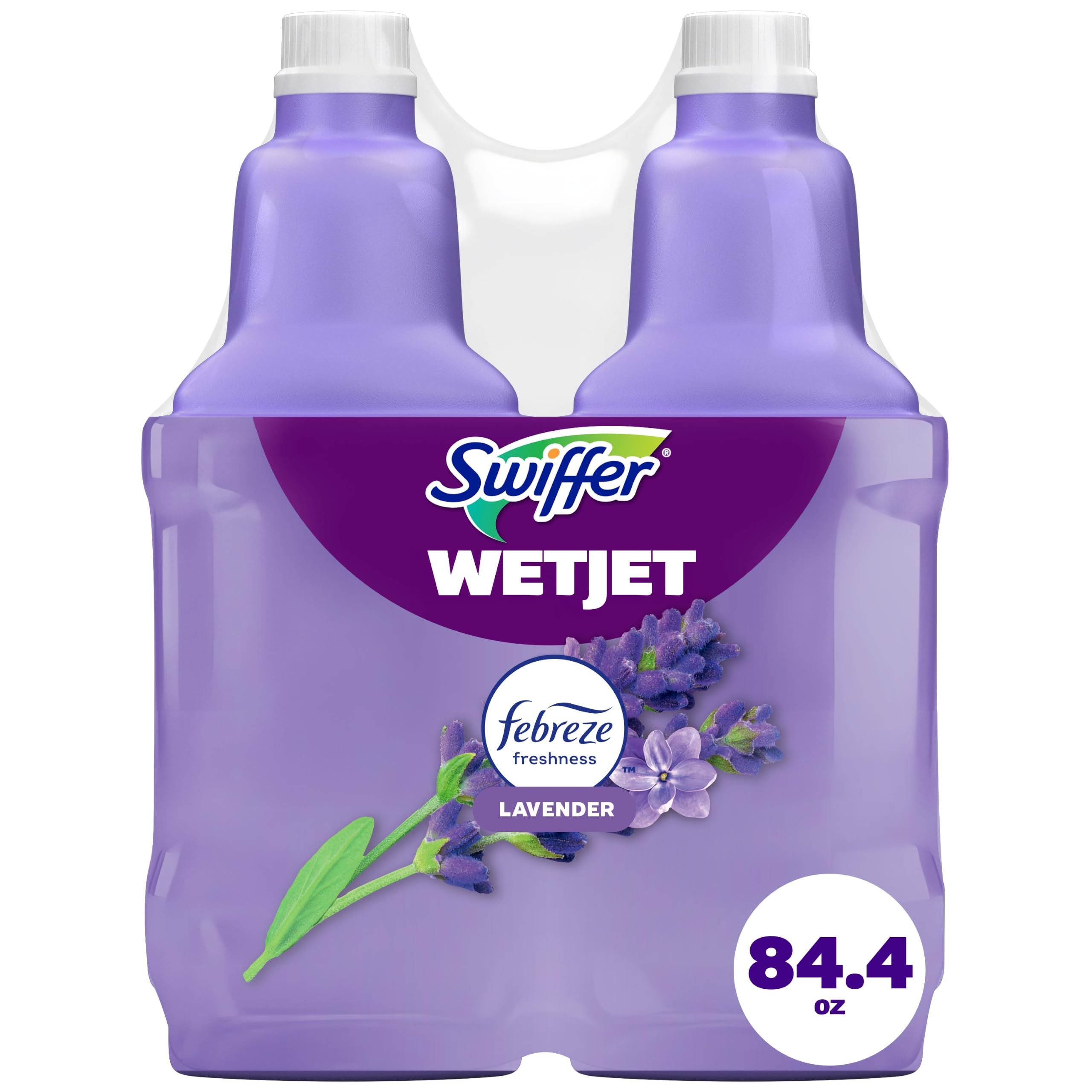 Swiffer WetJet Multi-Purpose Floor Cleaner Solution with Febreze Refill, Lavender Scent, 42.2 Fl Oz (Pack of 2)
