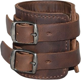 Stylish Full Grain Leather Wrist Wallet Cuff, Wristband with Secret Pouch, Cash Holder, Handmade Money Organizer, Bourbon Brown