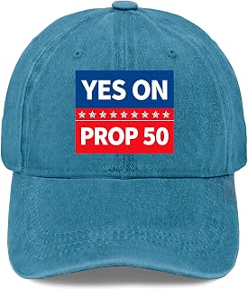 Vote YES On Prop 50 Hat for Men Baseball Cap Funny Washed Workout Hat Quick Dry