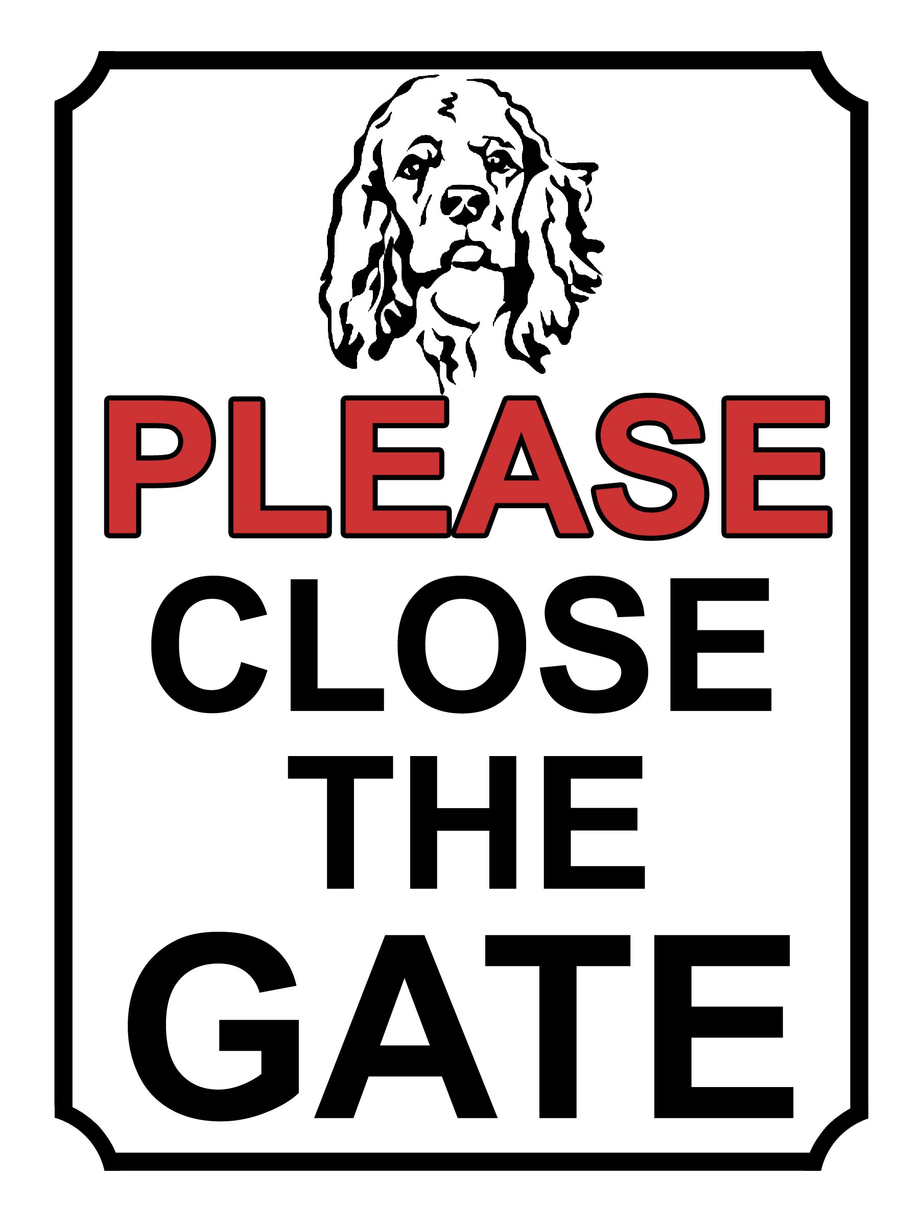 SHAWPRINT PLEASE CLOSE THE GATE DOG THEME METAL SIGN 267MM X 200MM (401H1L) LARGE 10" X 8"