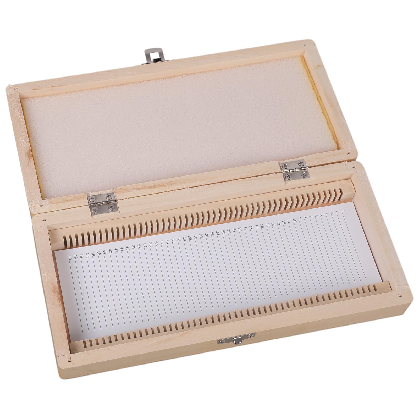50 Capacity Wooden Slide Storage Box Biology Glass Prepared Microscope Specimens Handcrafted Metal Fastener for Lab Use Wooden Microscope Slide Storage Box