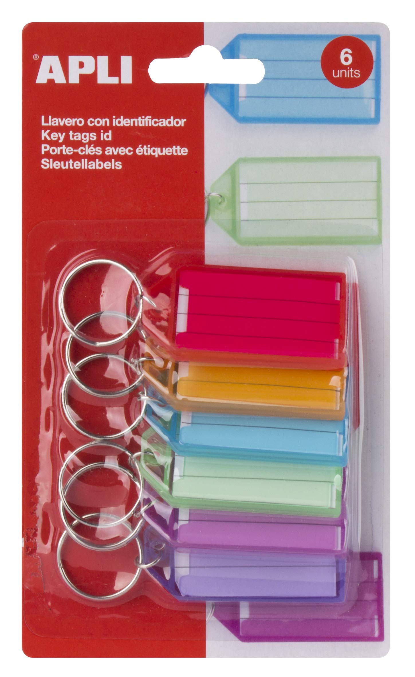 Apli - Keyring, Multicoloured, Pack of 6 (17135)