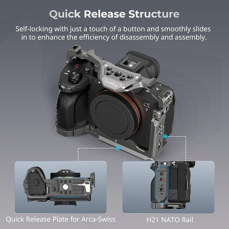 SMALLRIG Sony A7R V/A7 IV/A7S III kamera kalitka gyorscsatlakozóval és fogantyúkkal