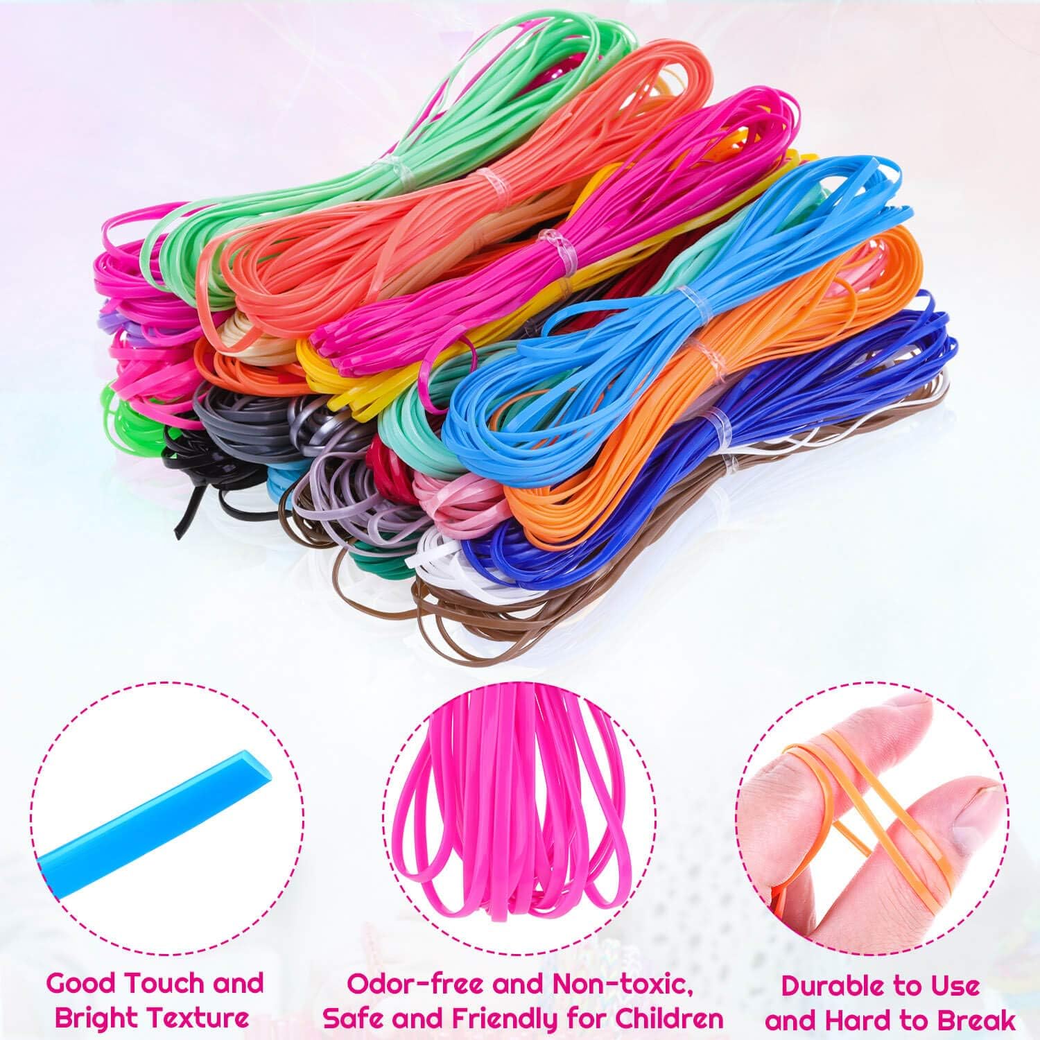 Lanyard String, Cridoz 25 Colors Gimp String Plastic Lacing Cord with 20pcs Snap Clip Hooks and Keyrings for Crafts, Bracelet, Lanyards and Jewelry Making