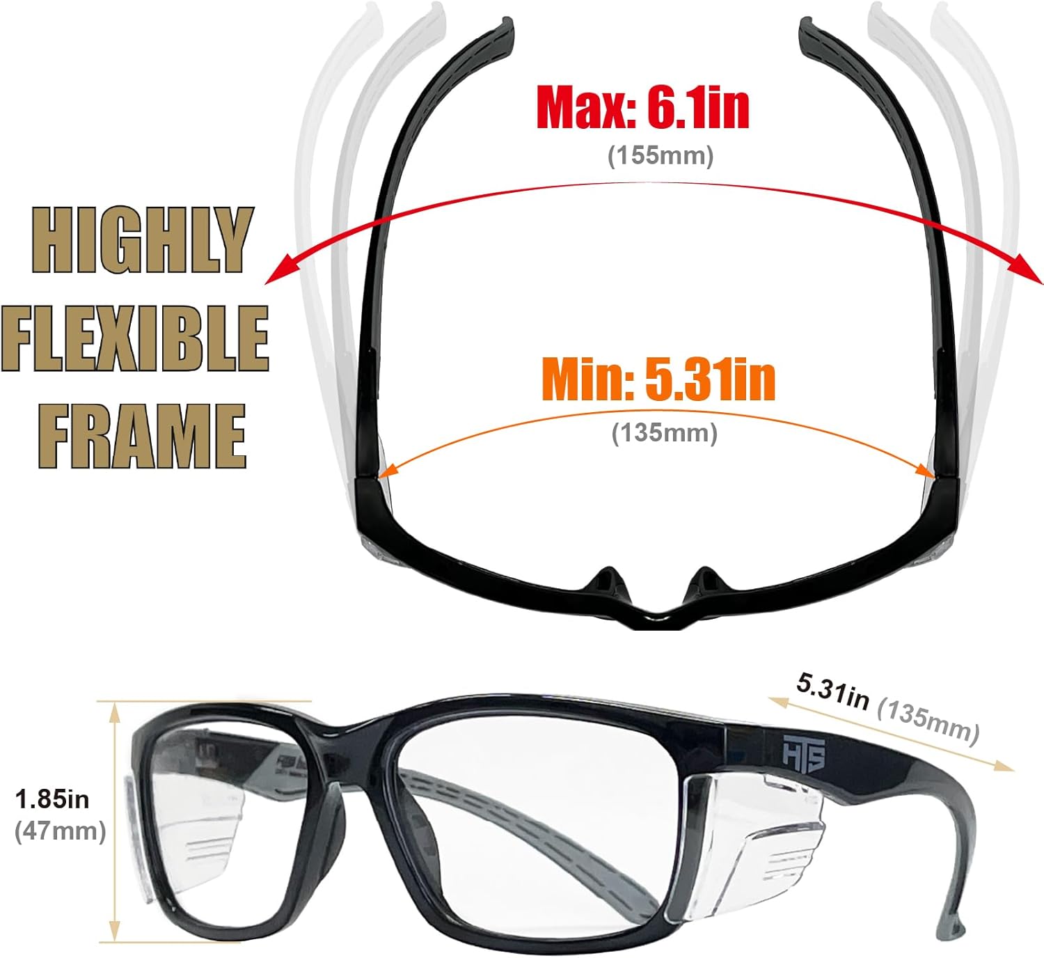 HTS HUNTERSKY E60 Anti-Fog Safety Glasses with Side Shields ANSI Z87 Eye Protection for Men Women Lab Chemistry Goggles DIY