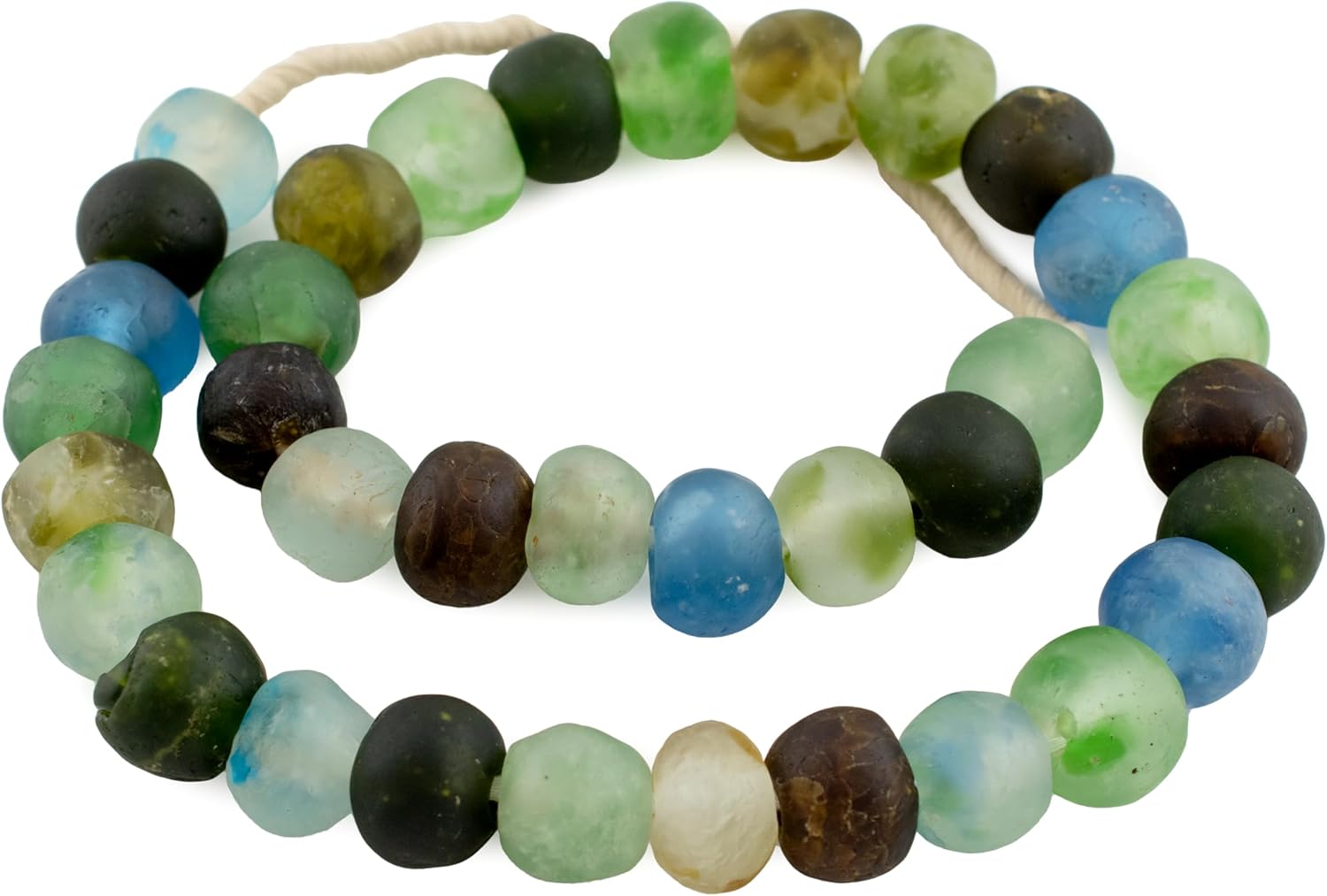 The Bead Chest African Recycled Glass Beads – Handmade in Ghana – Medley 18mm Strand for Jewelry Making, Crafts, and Home Decor I Approximately 38 Beads