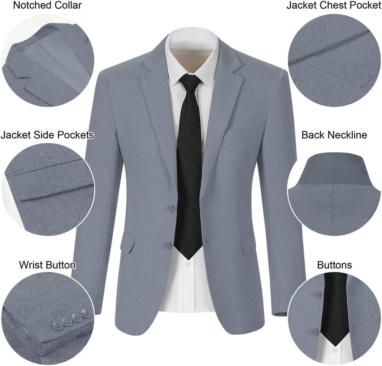 Retro Tweed Men's Suit Jackets Herringbone Slim Fit Sport Coats Blazer Prom Business Casual Wedding Blazers Men Tux Jacket