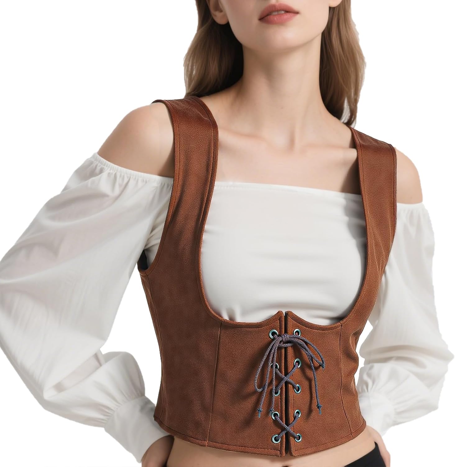 Teyujosem Women's Pirate Corset Renaissance Medieval Vest Steampunk Victorian Bodice