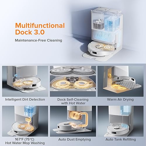 Miniatura 4 de Roborock Qrevo Edge S5A Robot Aspirador y Fregona, 18,500Pa, Sin Enredos, Cepillo Principal DuoDivide, Cepillo Lateral FlexiArm, Lavado de Fregona