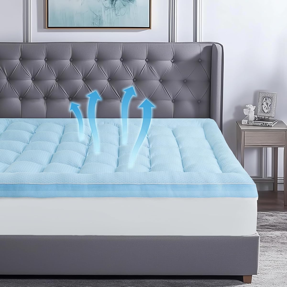 BEDELITE Mattress Topper Queen Size, Soft Pillow Top Mattress Pad, Fits 8"-21" Deep Pocket