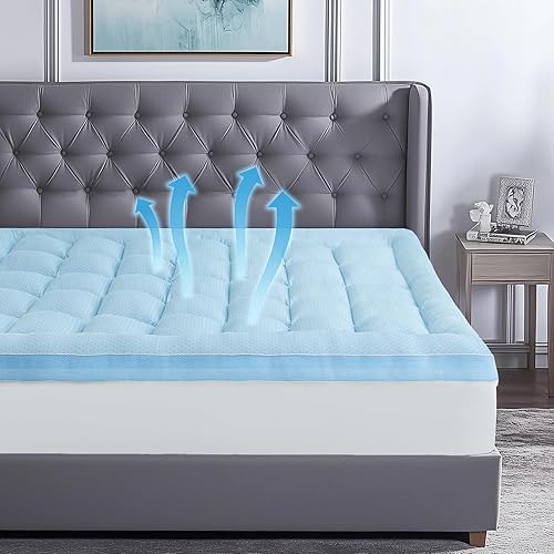 BEDELITE Cooling Mattress Topper Twin Size for Hot Sleepers, Soft Pillow Top Mattress Pad, Fits 8"-21" Deep Pocket