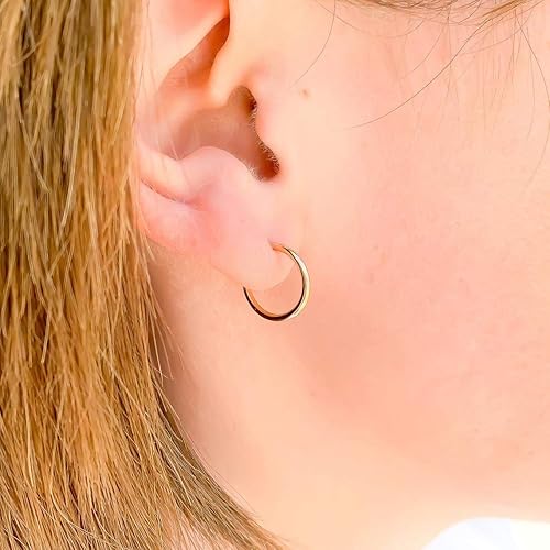 Miniatura 5 de Sterling Silver Hoop Earrings, 925 Sterling Silver, 12mm, 16ga, Hoop Earrings for Women, Silver Hoops Hypoallergenic, Post Huggie Hoop Earrings,