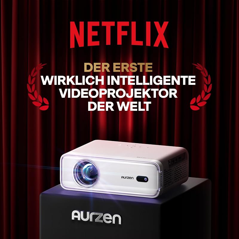 Proiector Inteligent Aurzen Eazze D1 - Suport 4K, Full HD 1080P, Netflix, Dolby Audio, Autofocus, WiFi, Bluetooth, Experiență Cinema Acasă