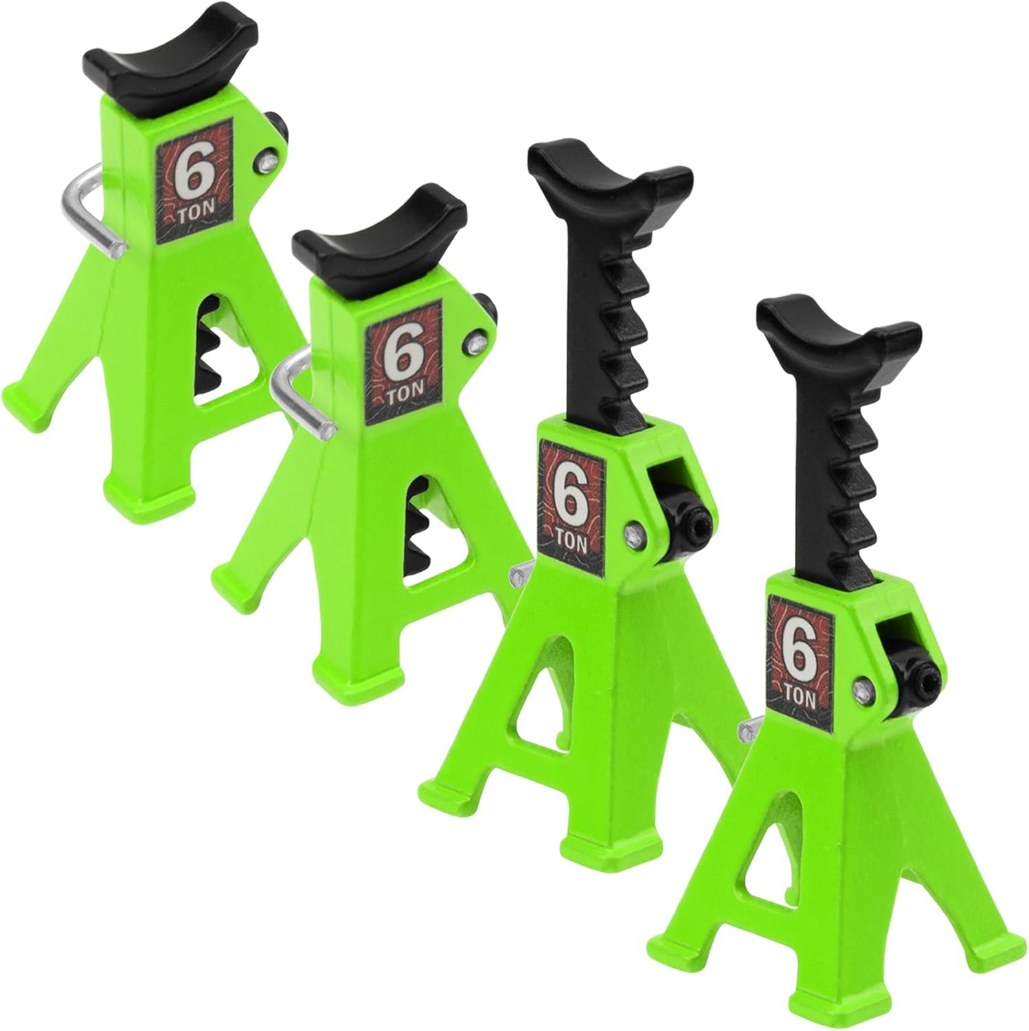 4Pcs ShareGoo 1/24 RC Scale Toy Decoration Metal RC Mini Toy Jack Stands Simulation Compatible with 1/18 1/24 RC Crawler SCX24 AX24 TRX4M FCX24 RC Crawler Car (Green)