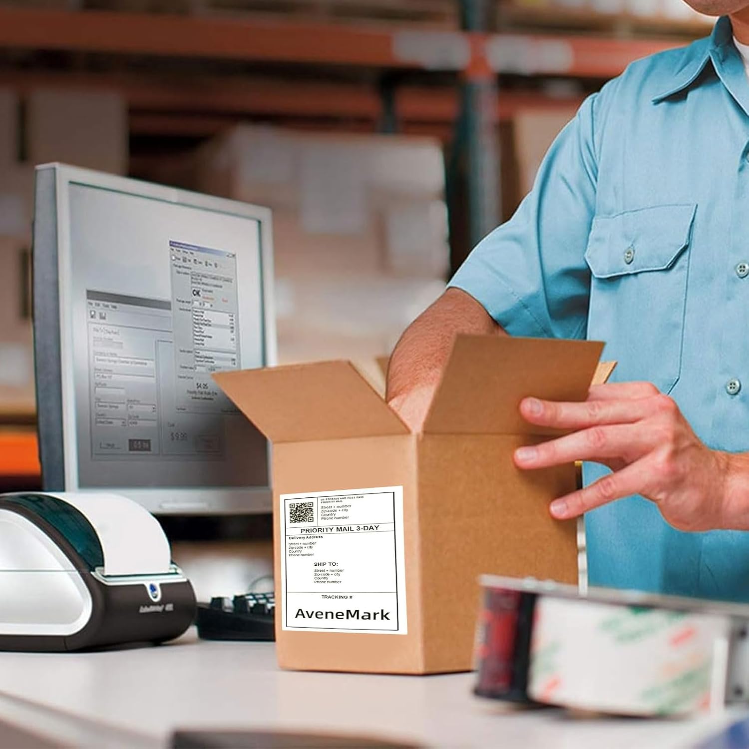 4" x 4" Direct Thermal Labels, 1 Roll (500 Labels) White Shipping Paper, Strong Adhesive, Compatible with Most Direct Thermal Label Printers
