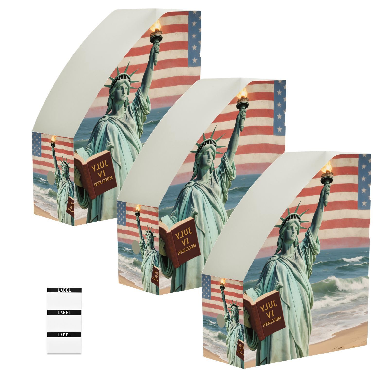 Boîte de rangement documents A4 pliante lot de 6 organiseurs papier bureau motif Statue de la Liberté