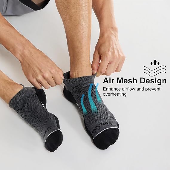 FITRELL 6 Pack Men's Ankle Running Socks Low Cut Cushioned Athletic Sports Socks 7-9/9-12/12-15