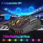 Souris de jeu sans fil rechargeable avec arc-en-ciel silencieux RGB Rétroéclairé,2.4G USB Capteur optique nanorécepteur 3 Niveau DPI,Ergonomic Gamer Ordinateur portable haute performance PC Mice pour Windows/Mac/Vista(Star Black)