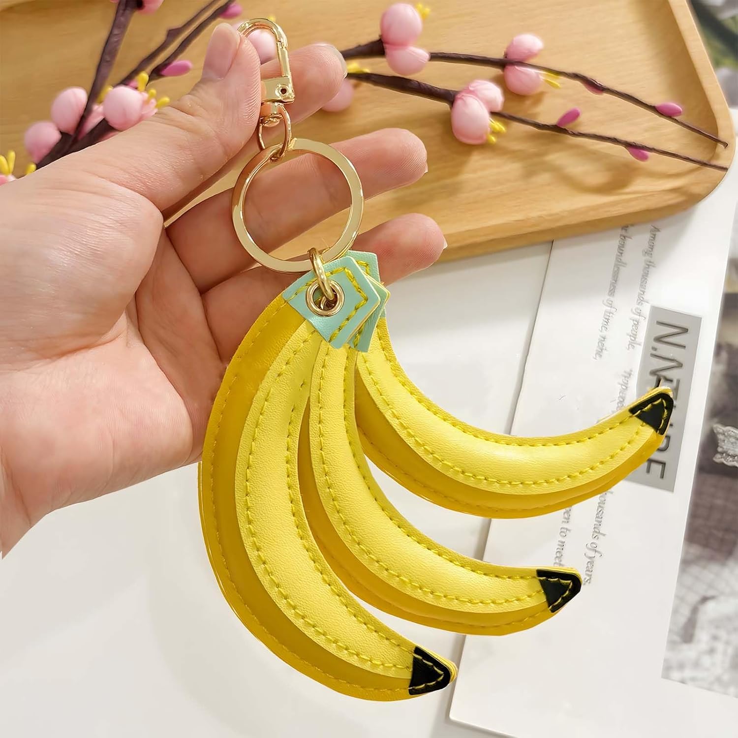 Banana Keychain - Fruit Shaped Pu Leather Bag Charm for Women, Accessory and Gift - Image 7