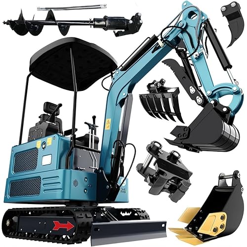 4000Lbs KubotaEngine Diesel Mini Excavator, New Pilot Control,w/Hydraulic Thumb, Quick Coupler,Multi-Buckets Compact Excavator, Include 12 Months Parts Replacement, Delivery & Unloading Service