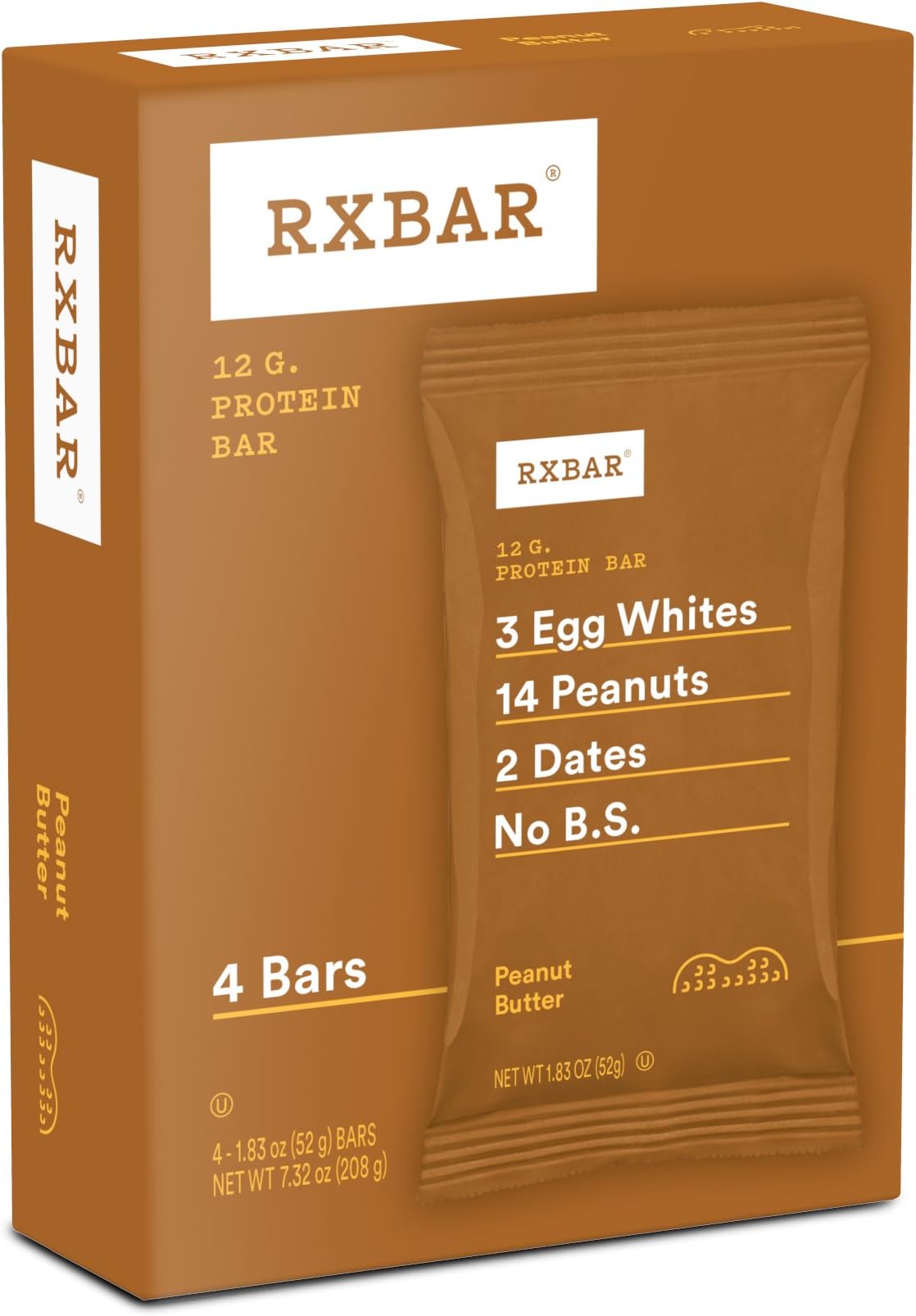 RXBAR Whole Food Protein Bar, Peanut Butter, 4 Count