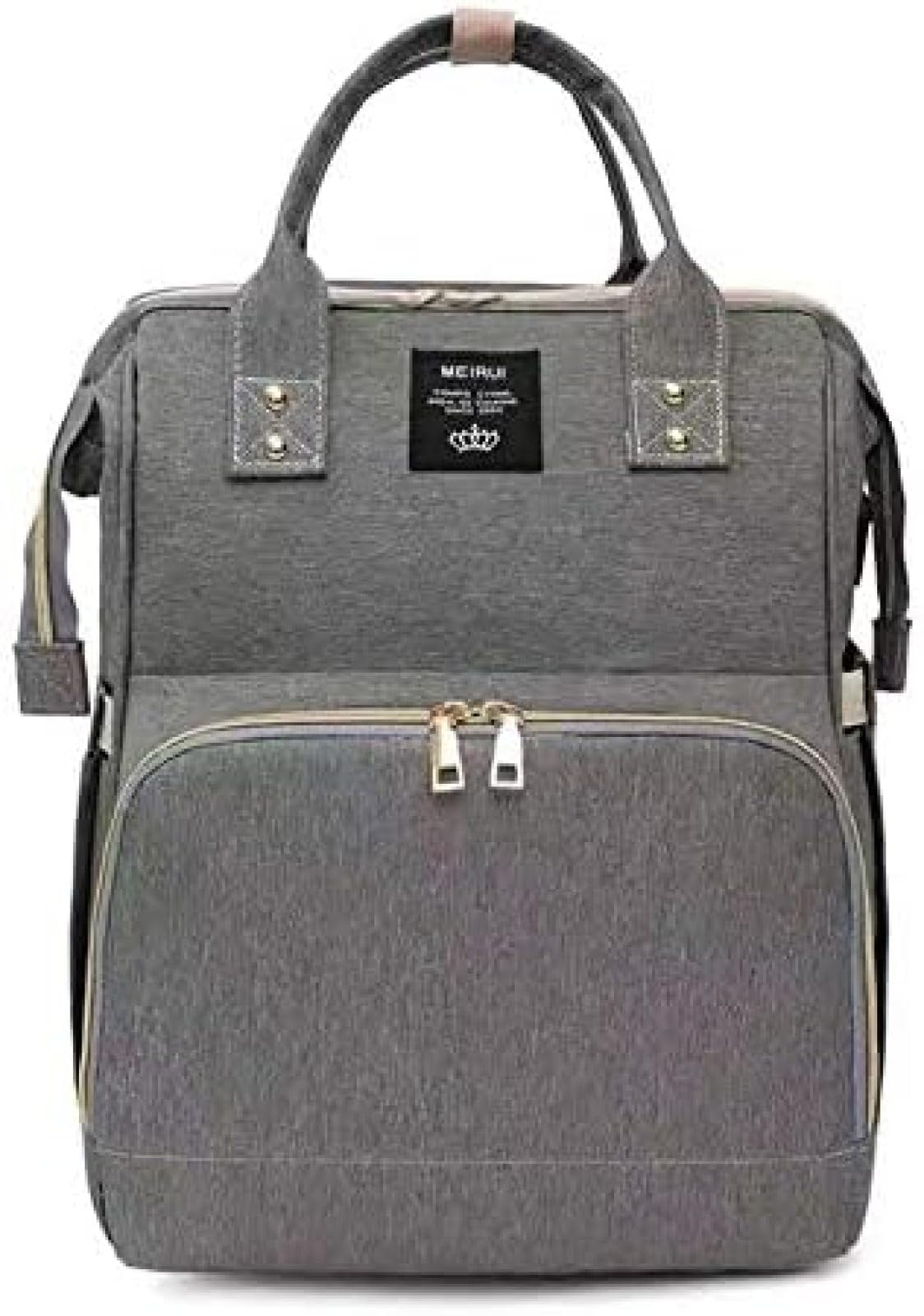 Mochila para Pañales 3 En 1 con Estación De Cambio, Cama Plegable Portátil, Cuna De Viaje para Mamá, Material De Registro para Bebés Recién Nacidos para Niñas Y Niños,Gris,bonny369