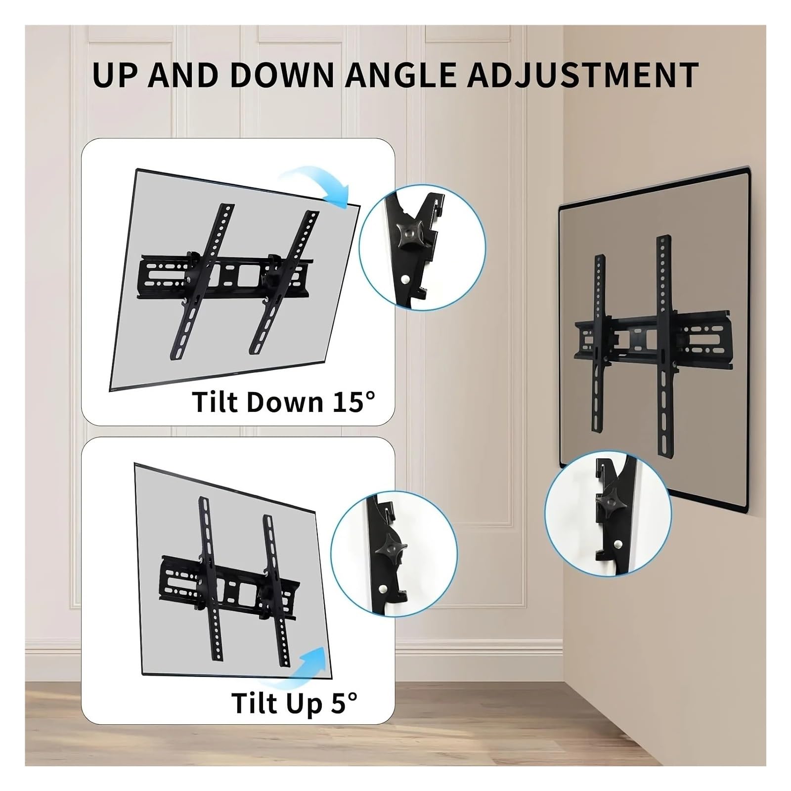 LED LCD TV Wall Mount Bracket 32-55 Inches, Universal Tilt Adjustable TV Mount, Maximum Load 30KG VESA 400x400mm