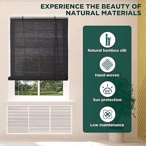 Miniatura 2 de Persianas de bambú para ventanas interiores, persianas de bambú fáciles de instalar para ventanas de interior, persianas enrollables personalizadas