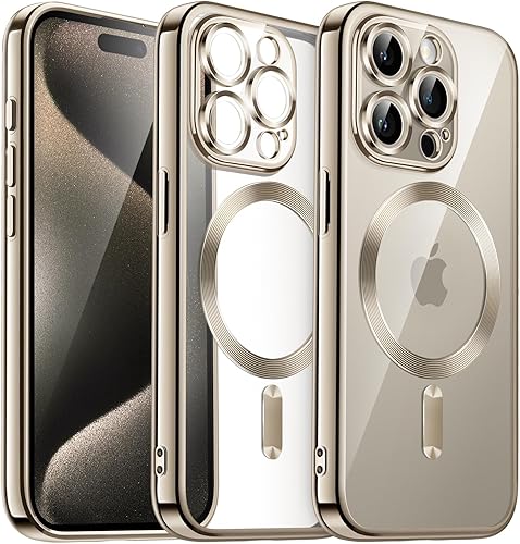 Miniatura 8 de JETech Funda galvanizada para iPhone 15 Pro de 6.1 pulgadas, protección completa para lente de cámara, compatible con carga inalámbrica MagSafe,