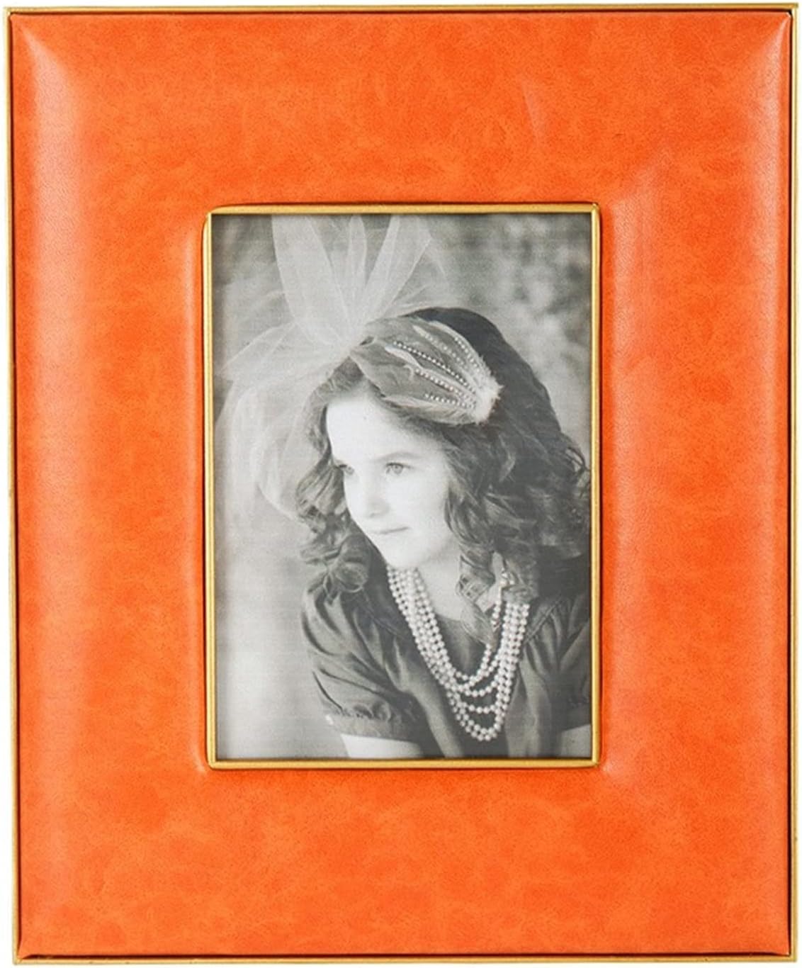 Photo Frame Frames Orange Leather 4 by 6 Picture Frame Display Pictures(9 * 12.5cm)
