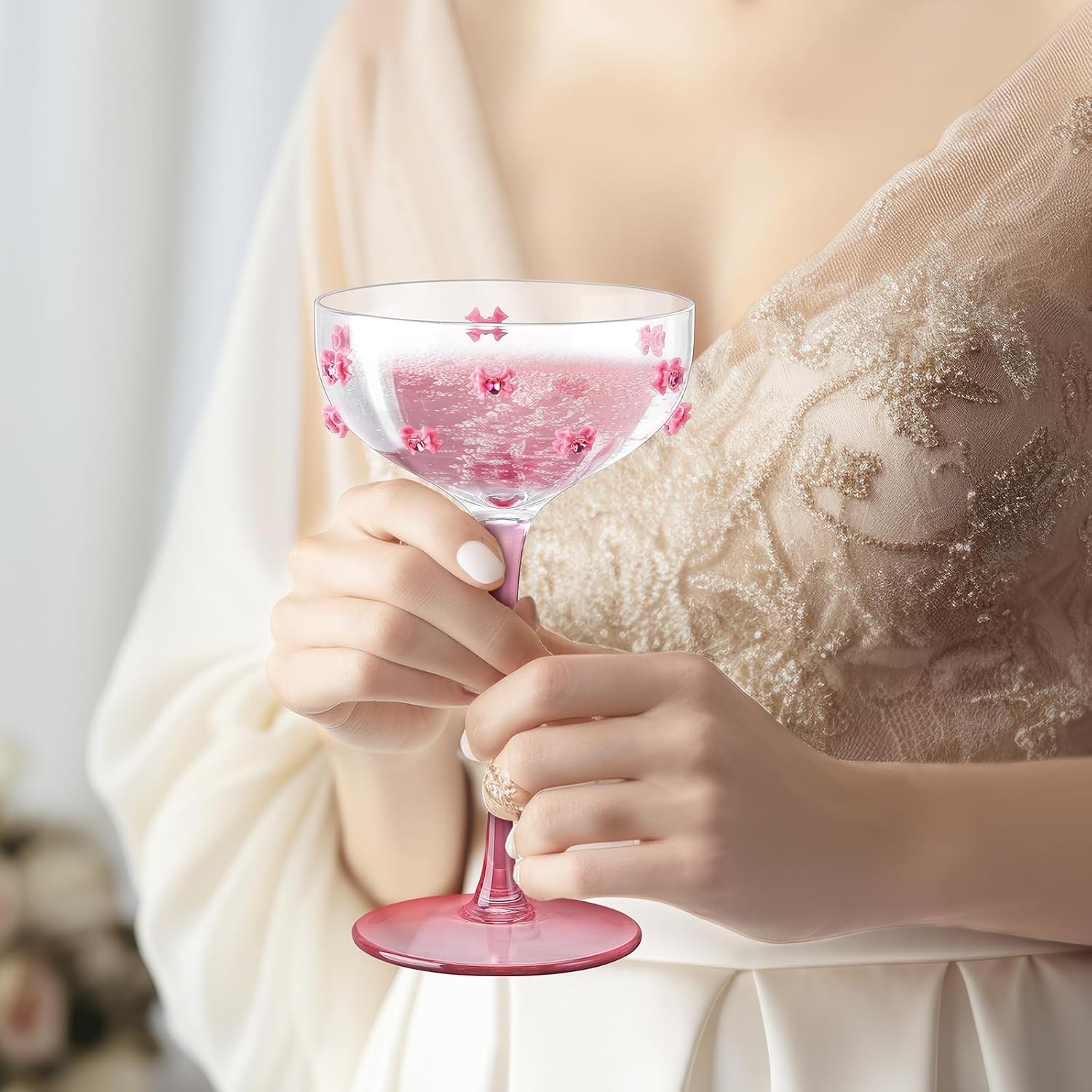 2 Pack Coquette Bow Martini Glasses Pink Champagne Flutes Glass image 4